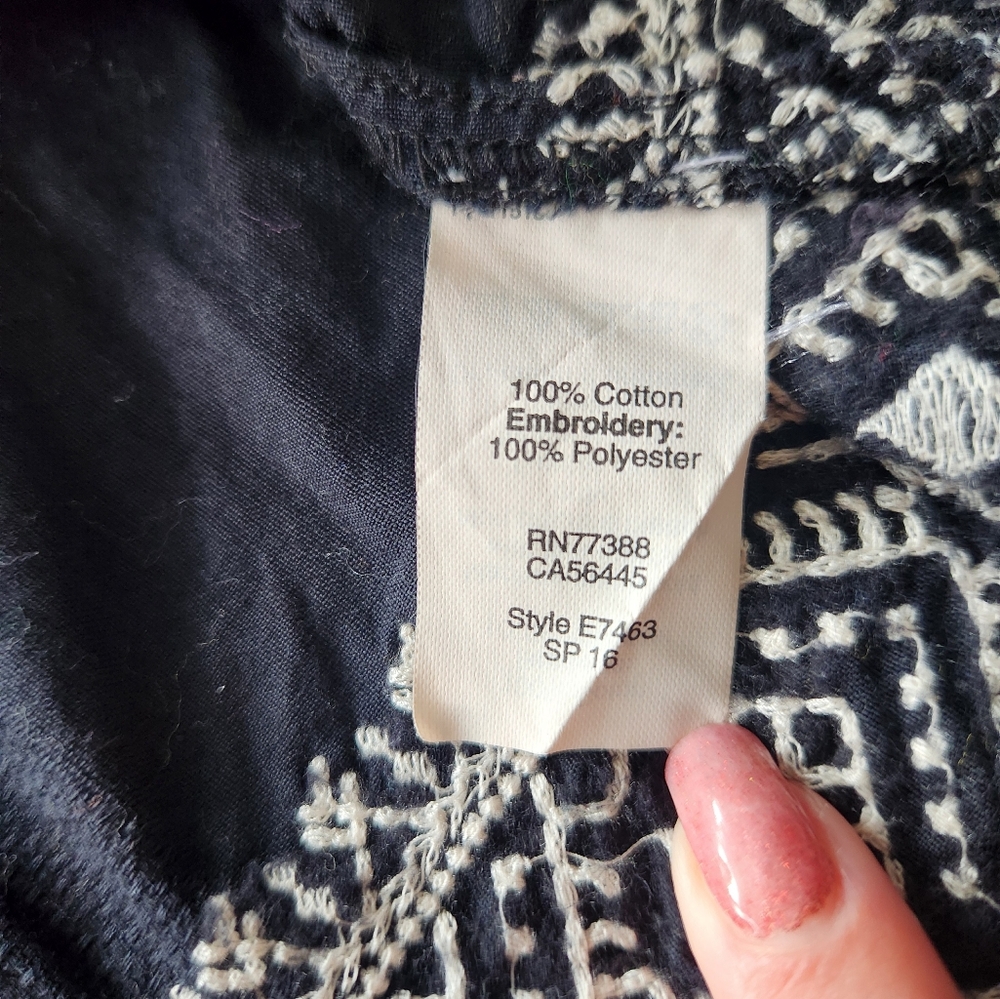 MADEWELL Black Embroidered CAMELIA Tassel Tunic Hippie Boho Top Small Peasantโ - Picture 10 of 16